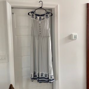 Lucky Brand Dress NWOT blue white polka dot midi